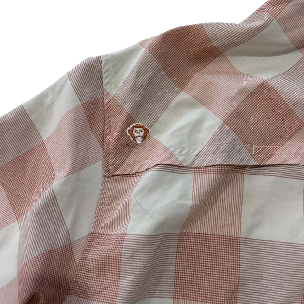 Howler Bros Men's Medium Airwave Shirt Coral Garcia Gingham Fishing Vented Back